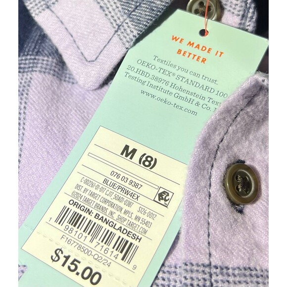 Long Sleeve Flannel Shirt - Boys - Size: M (8) - Picture 3 of 3